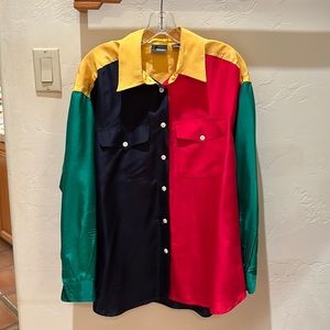Vintage Liz Claiborne 100% Silk Color Block Shirt